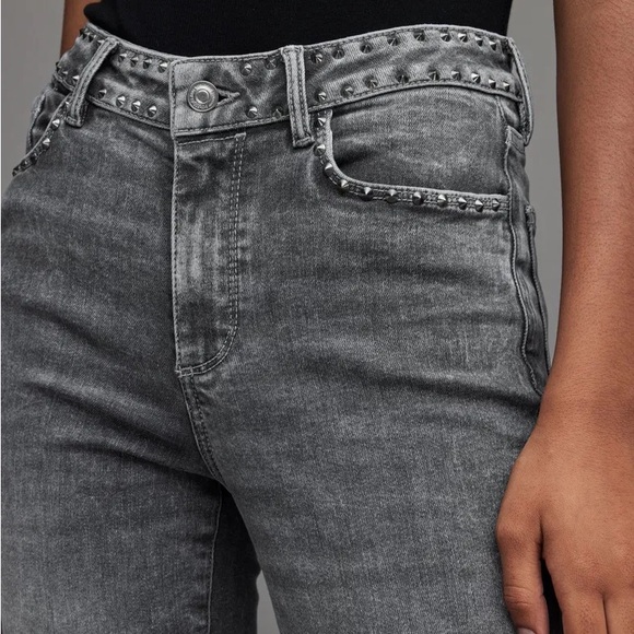 All Saints Miller Mid-Rise Studded Skinny Jeans - Picture 1 of 6
